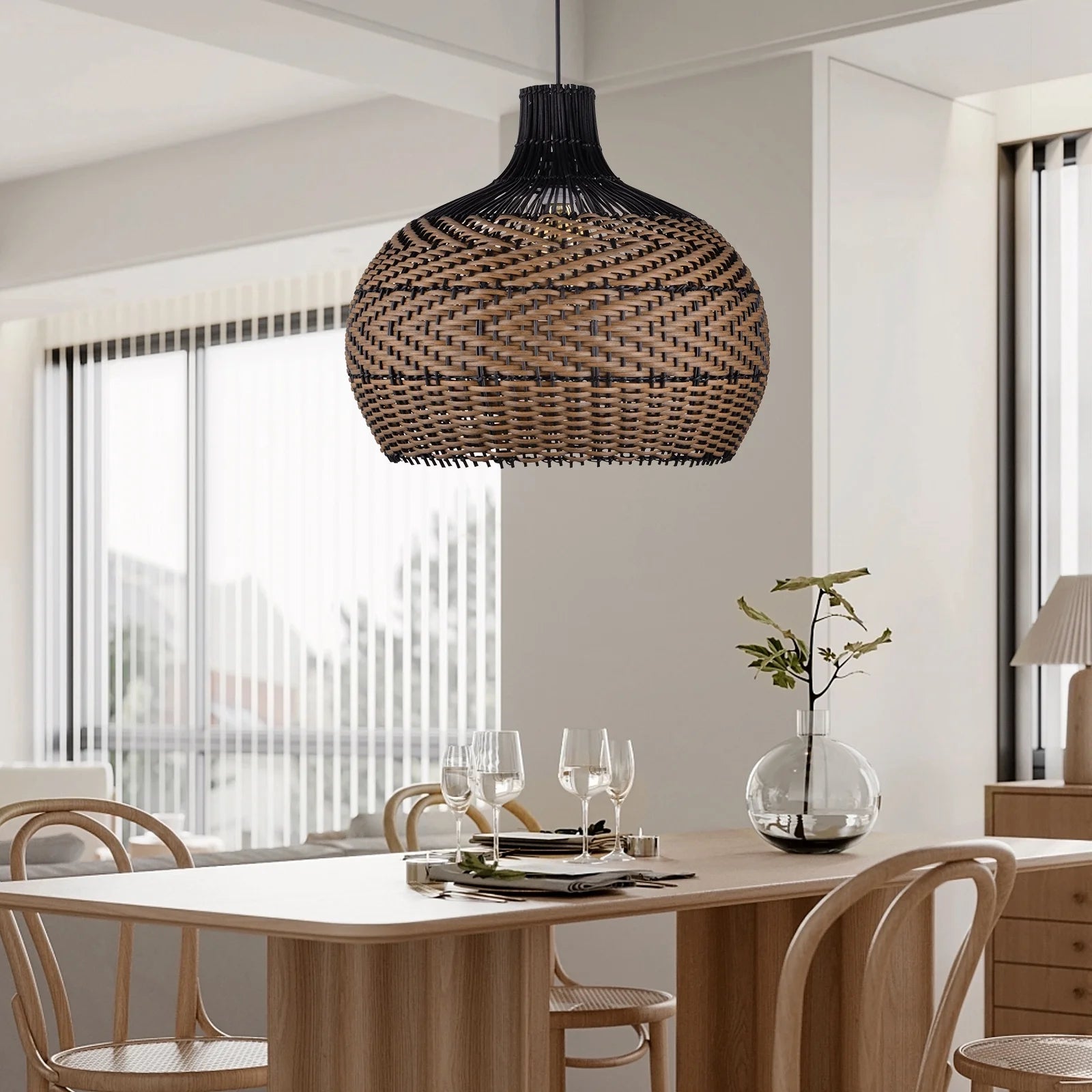 Arturesthome Basket Light Fixture Rattan Pendant Lighting for Living Room 1-Lights