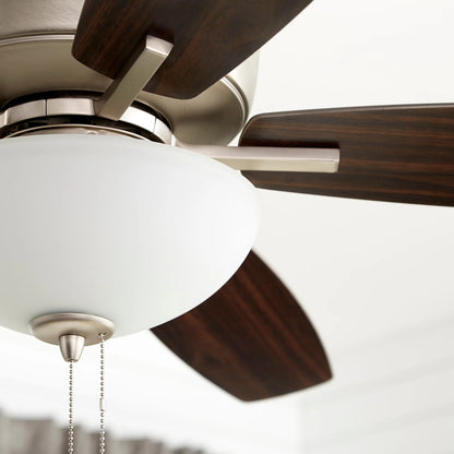 7052-269-Quorum Lighting-Breeze - 52 Inch 5 Blade Ceiling Fan with Bowl Light Kit-Noir Finish-Matte Black/Weathered Oak Blade Color