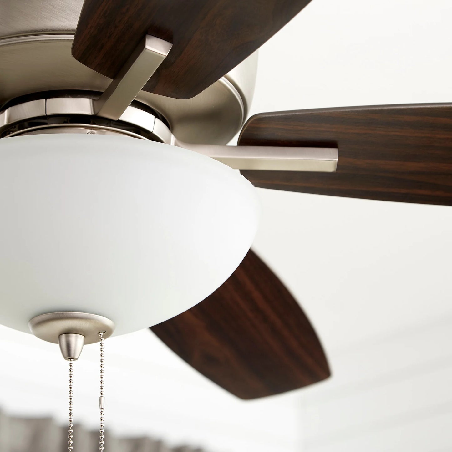 70525-80-Quorum Lighting-Breeze - 52 Inch 5 Blade Ceiling Fan with Bowl Light Kit-Aged Brass Finish-Dark Oak/Walnut Blade Color
