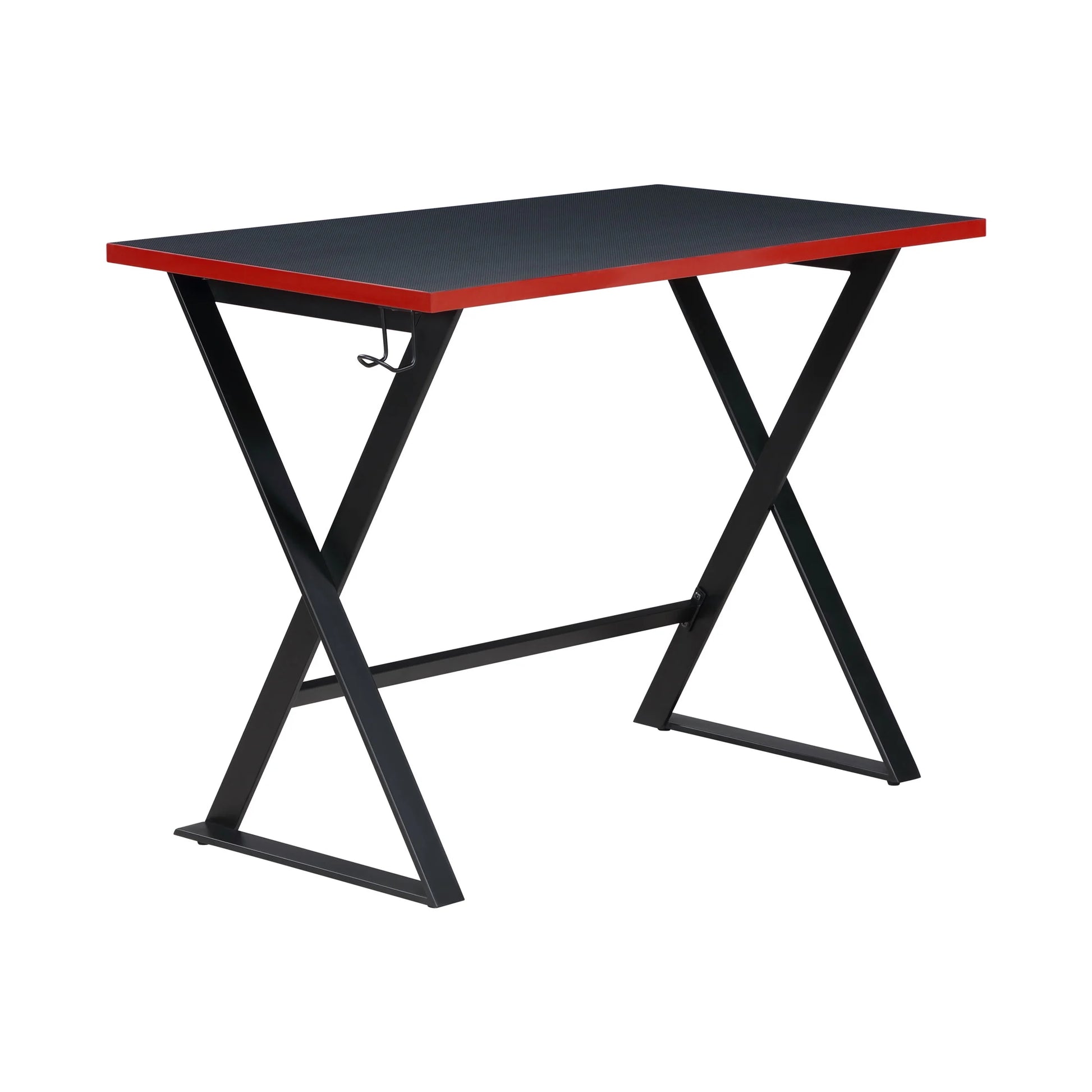 Gamer Gear Jr. Gaming Desk with LED Lighting, Teens and Kids, Red and Black