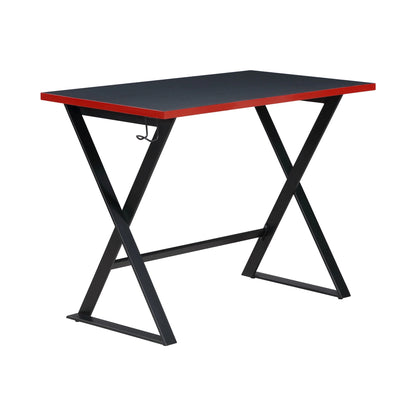 Gamer Gear Jr. Gaming Desk with LED Lighting, Teens and Kids, Red and Black