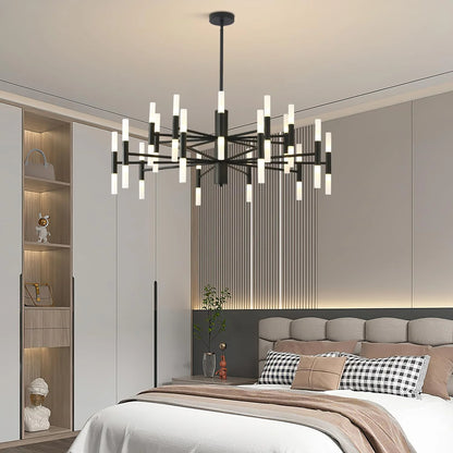 KCO Lighting Black Sputnik Light Fixture, Vintage Chandelier 40 Lights, Mid Century Modern LED Farmhouse Ceiling Light