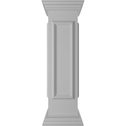 Ekena Millwork 8"W x 40"H End Newel Post with Panel, Flat Capital & Base Trim (Installation kit included)