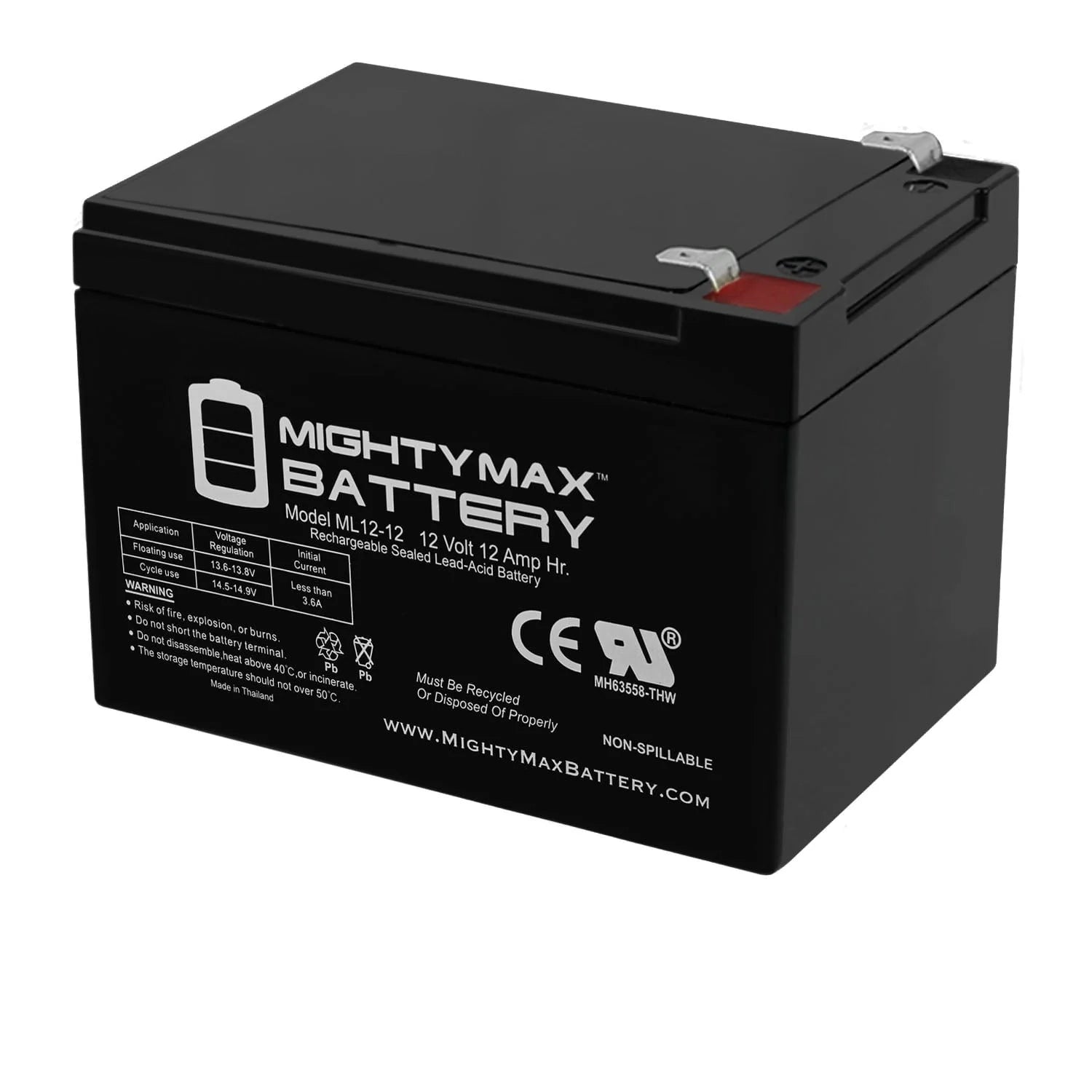 12V 12AH Sealed Lead Acid Battery for Worx 3-In-1 Lawn Mower