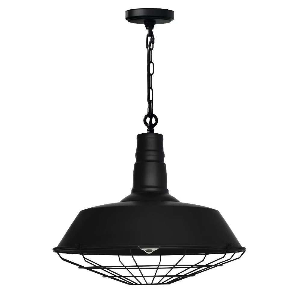 CWI Lighting Morgan 1 Light Down Farmhouse Metal Mini Pendant in Black