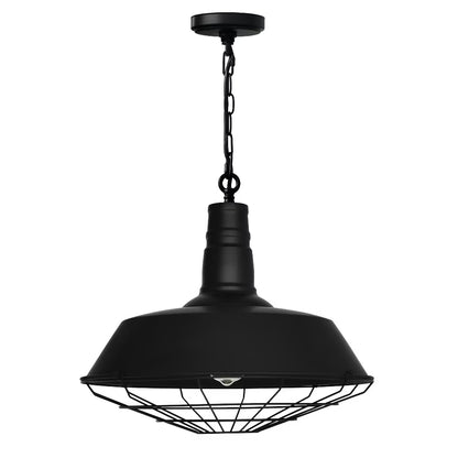 CWI Lighting Morgan 1 Light Down Farmhouse Metal Mini Pendant in Black