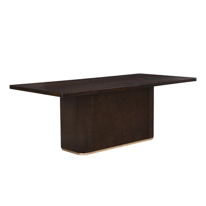 Christopher Knight Home 84" Rectangular Wood Dining Table for 6-8 people with Solid Pillar Base, Walnut