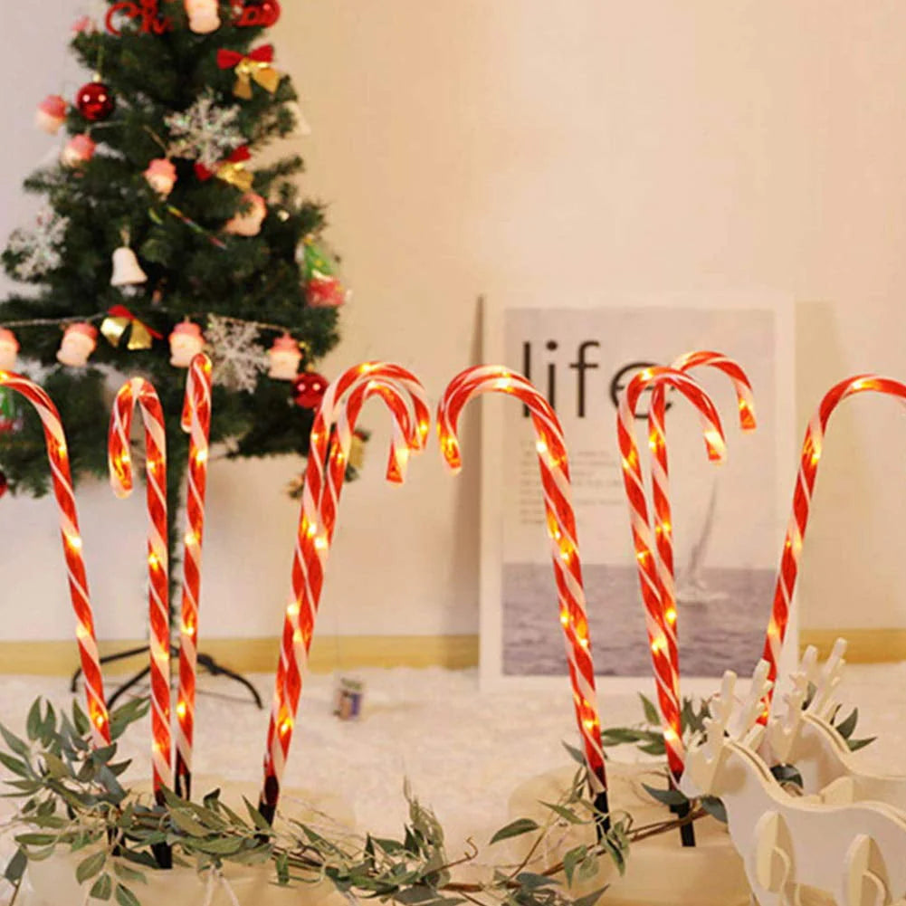 Christmas Candy Cane Lights, 15inch Set of 5 Solar Powered Candy Canes Christmas Pathway Lights Outdoor-Candy Cane Christmas Decorations Outdoor for Holidays Lighting up Sidewalk,Yard,