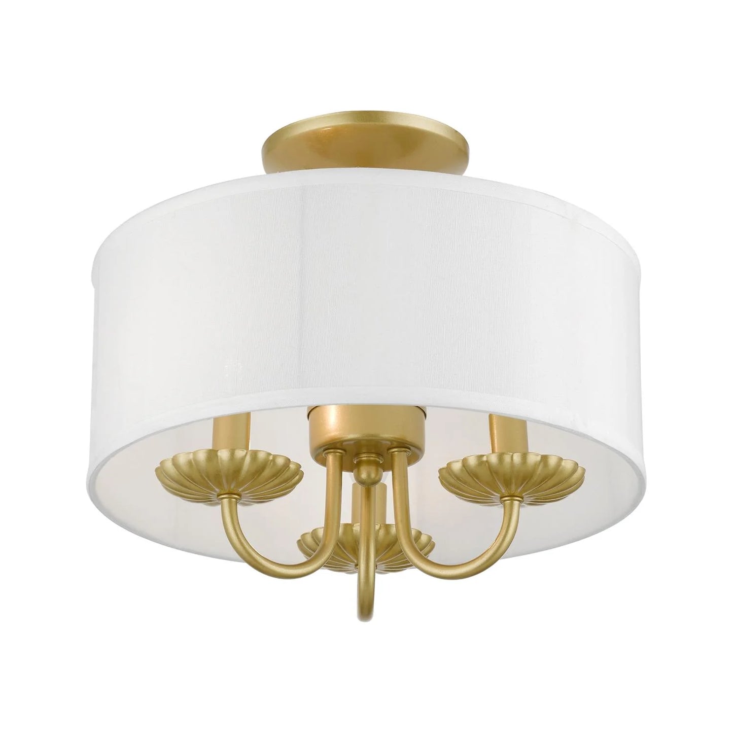 42987-33-Livex Lighting-Brookdale - 3 Light Semi-Flush Mount In Transitional Style-11 Inches Tall and 13 Inches Wide-Soft Gold Finish