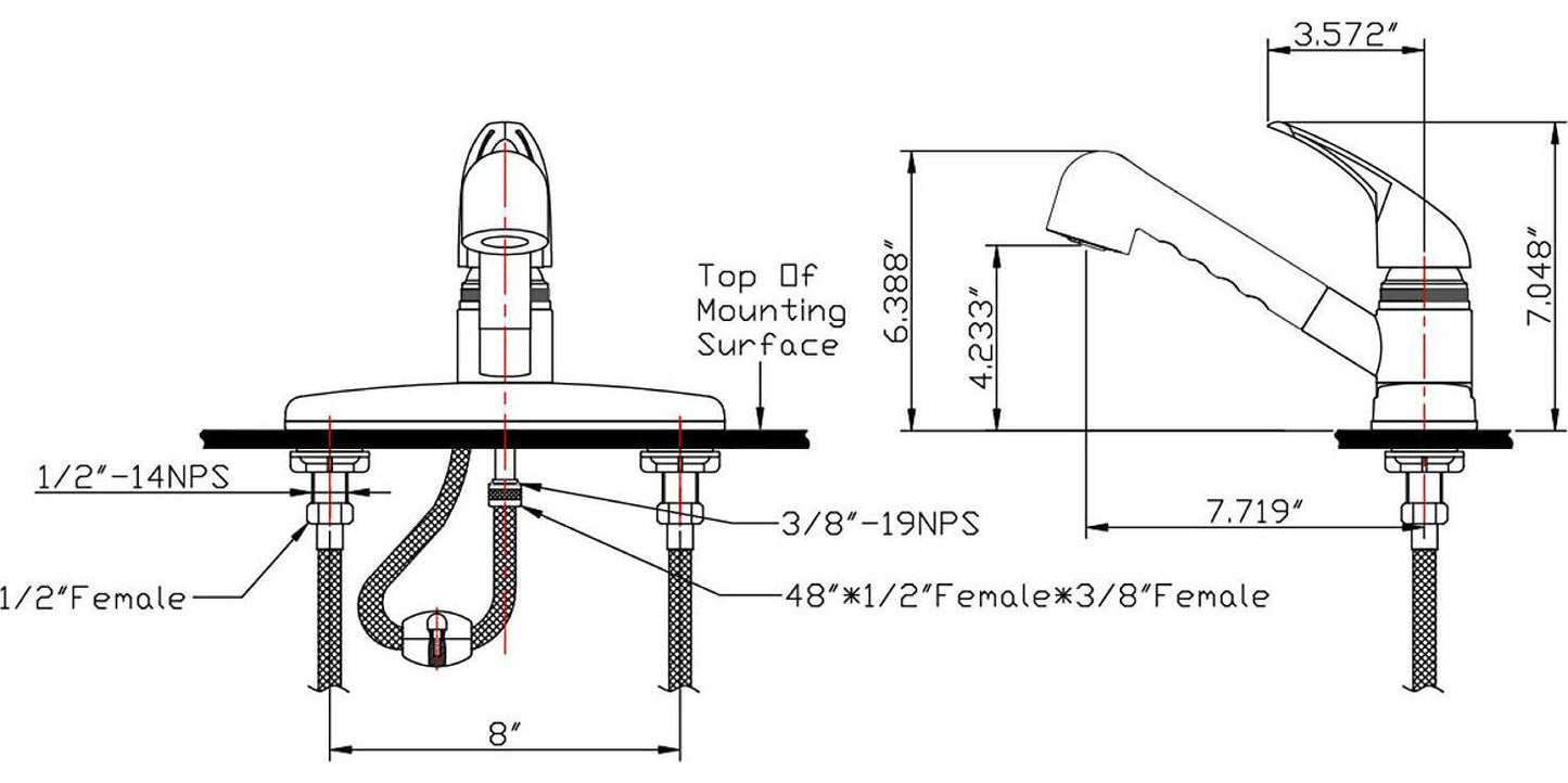 Dura Faucet DF-PK100-CP Single Lever Pull-Out Kitchen Faucet for RVs - Chrome