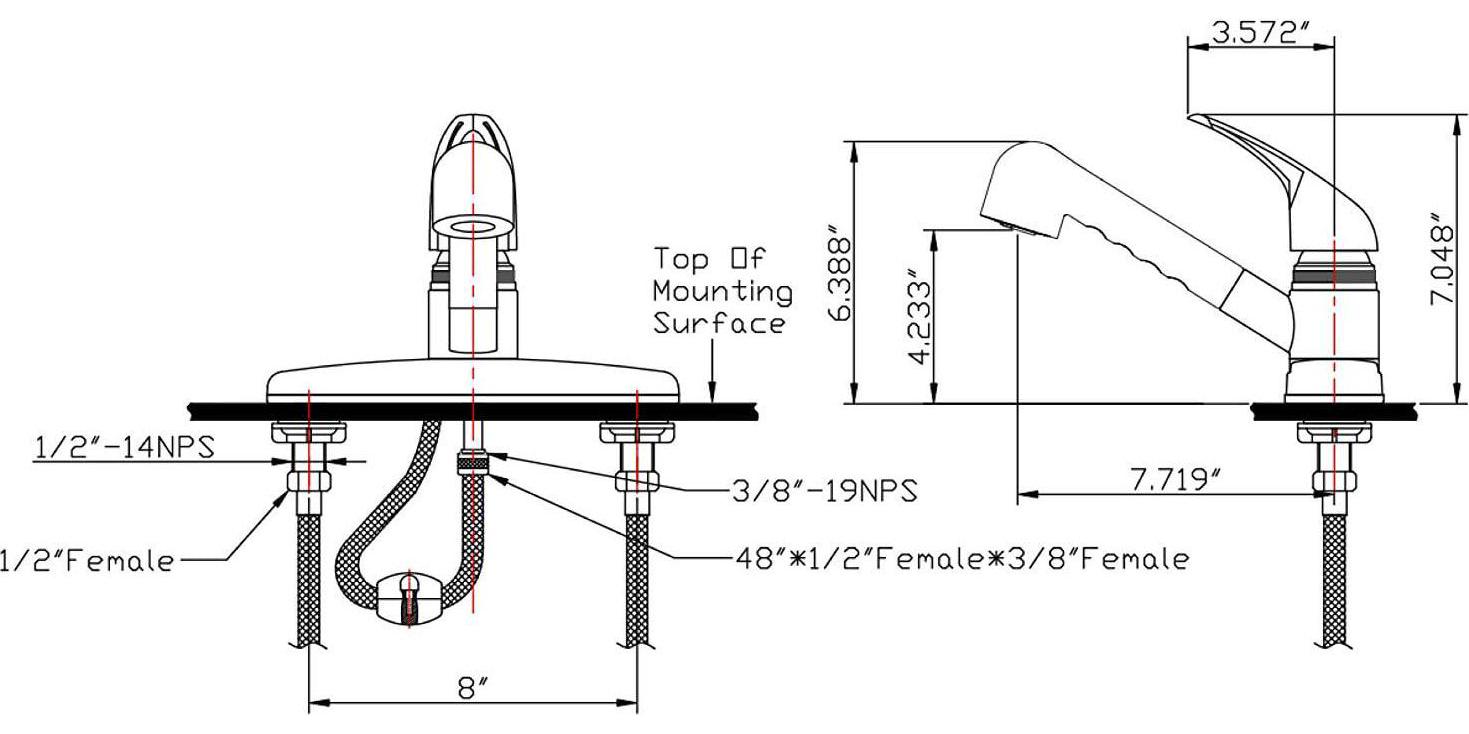 Dura Faucet DF-PK100-CP Single Lever Pull-Out Kitchen Faucet for RVs - Chrome