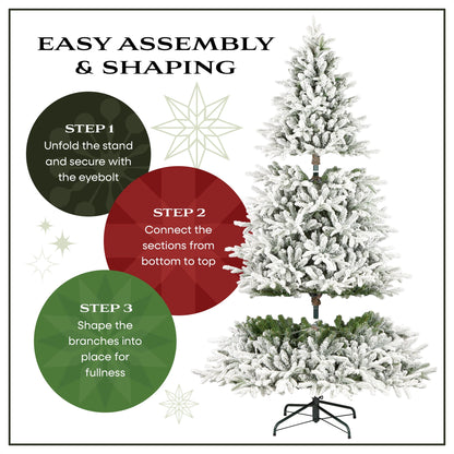 6.5 ft. Pre-Lit Artificial Millville Christmas Tree, White, 400 Warm White LED Lights, PowerConnect System, Includes Stand