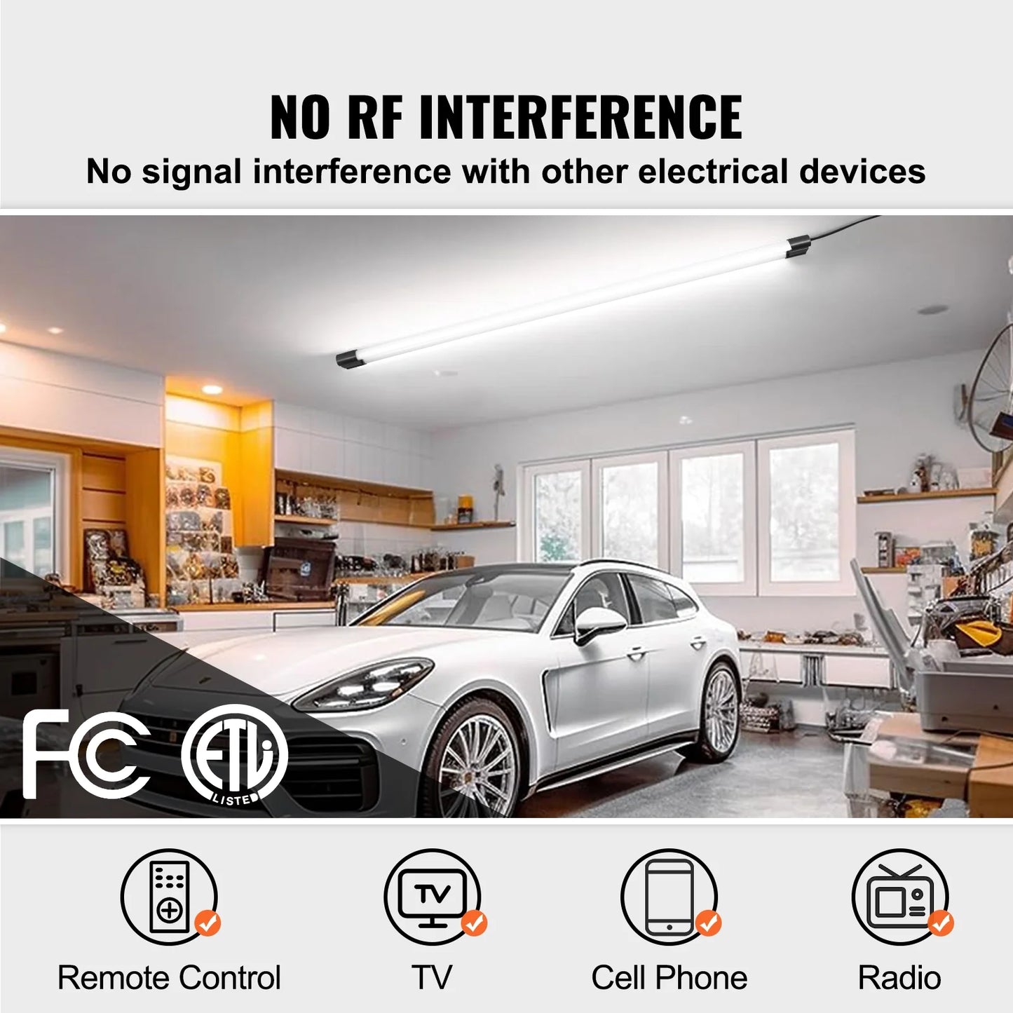 KFFKFF LED Shop Light Bundle of 10, 4 Feet, 40W Connectable Workshop Lighting, 4500 Lumens Surface & Suspended Mount Ceiling Lamps 59 inch Power Cables with ON/OFF Toggle, Suitable for Garage