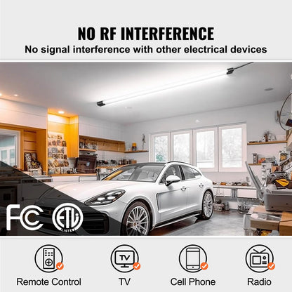 KFFKFF LED Shop Light Bundle of 10, 4 Feet, 40W Connectable Workshop Lighting, 4500 Lumens Surface & Suspended Mount Ceiling Lamps 59 inch Power Cables with ON/OFF Toggle, Suitable for Garage