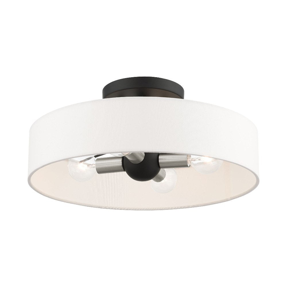 46927-91-Livex Lighting-Venlo - 4 Light Semi-Flush Mount In Timeless Style-6 Inches Tall and 14 Inches Wide-Brushed Nickel Finish