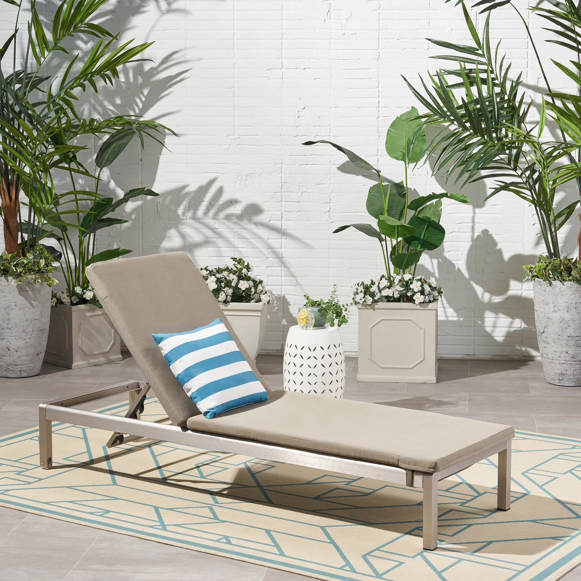 Christopher Knight Home Cape Coral Outdoor Water Resistant Fabric Lounge Cushion by Khaki