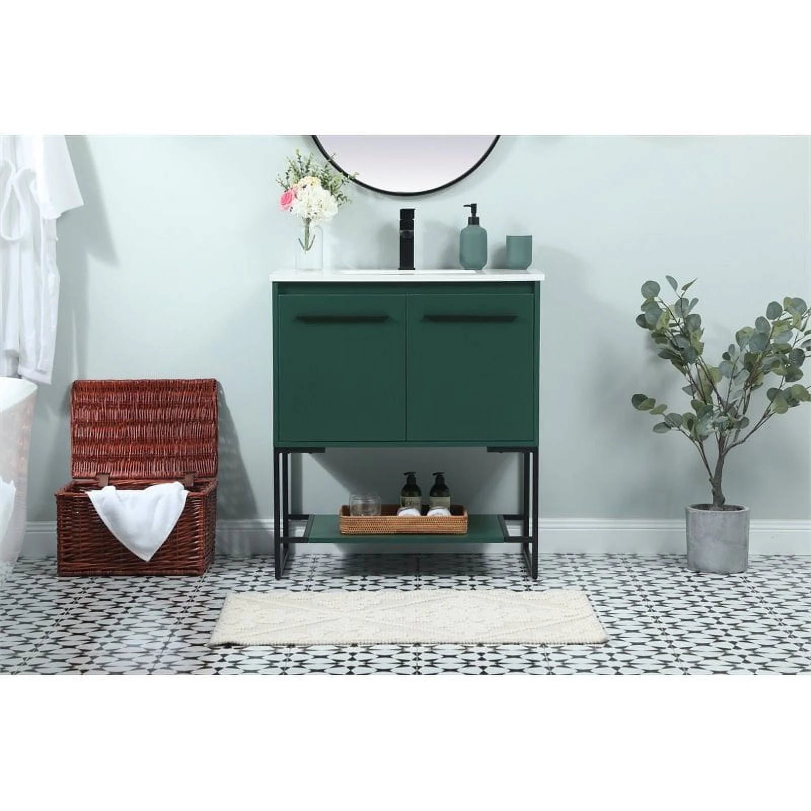 Elegant Lighting Vf42530m Sloane 30" Free Standing Single Basin Vanity Set - Green