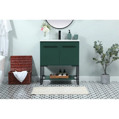 Elegant Lighting Vf42530m Sloane 30" Free Standing Single Basin Vanity Set - Green