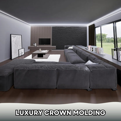 7-Piece 94.5? (55.12 ft) Crown Molding with Duct Kit for Seamless Ambient Home Accent Lighting | Waterproof Channel for Easy LED Strip Installation (CROWN MOLDING WITH LED DUCT)