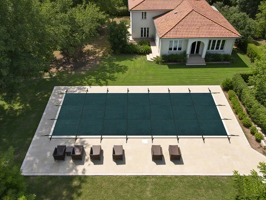 Swimming Pool Safety Cover, Fits 18x36ft Rectangular underground and Inground Swimming Pools, Triple Stitched High Strength Mesh PP Abrasion Resistant Installation Hardware Included,Green Mesh