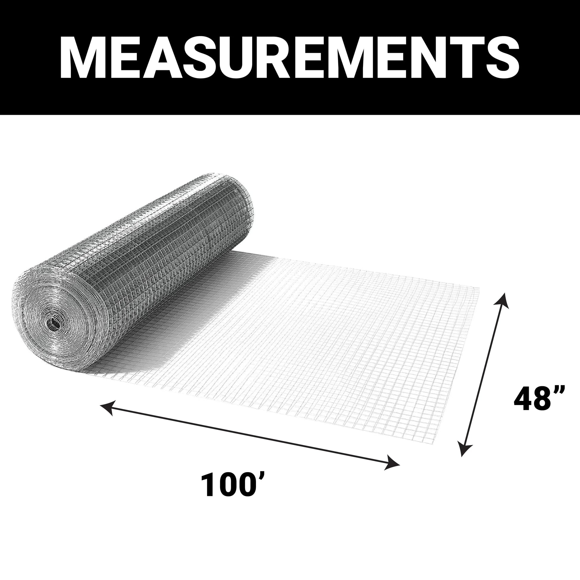 Hardware Cloth 1/2 inch 48in x 100 ft Welded Metal Wire Fencing Roll Mesh, 19 Gauge Square, Chicken Coop Wire Fence