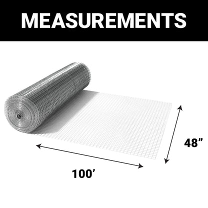 Hardware Cloth 1/2 inch 48in x 100 ft Welded Metal Wire Fencing Roll Mesh, 19 Gauge Square, Chicken Coop Wire Fence