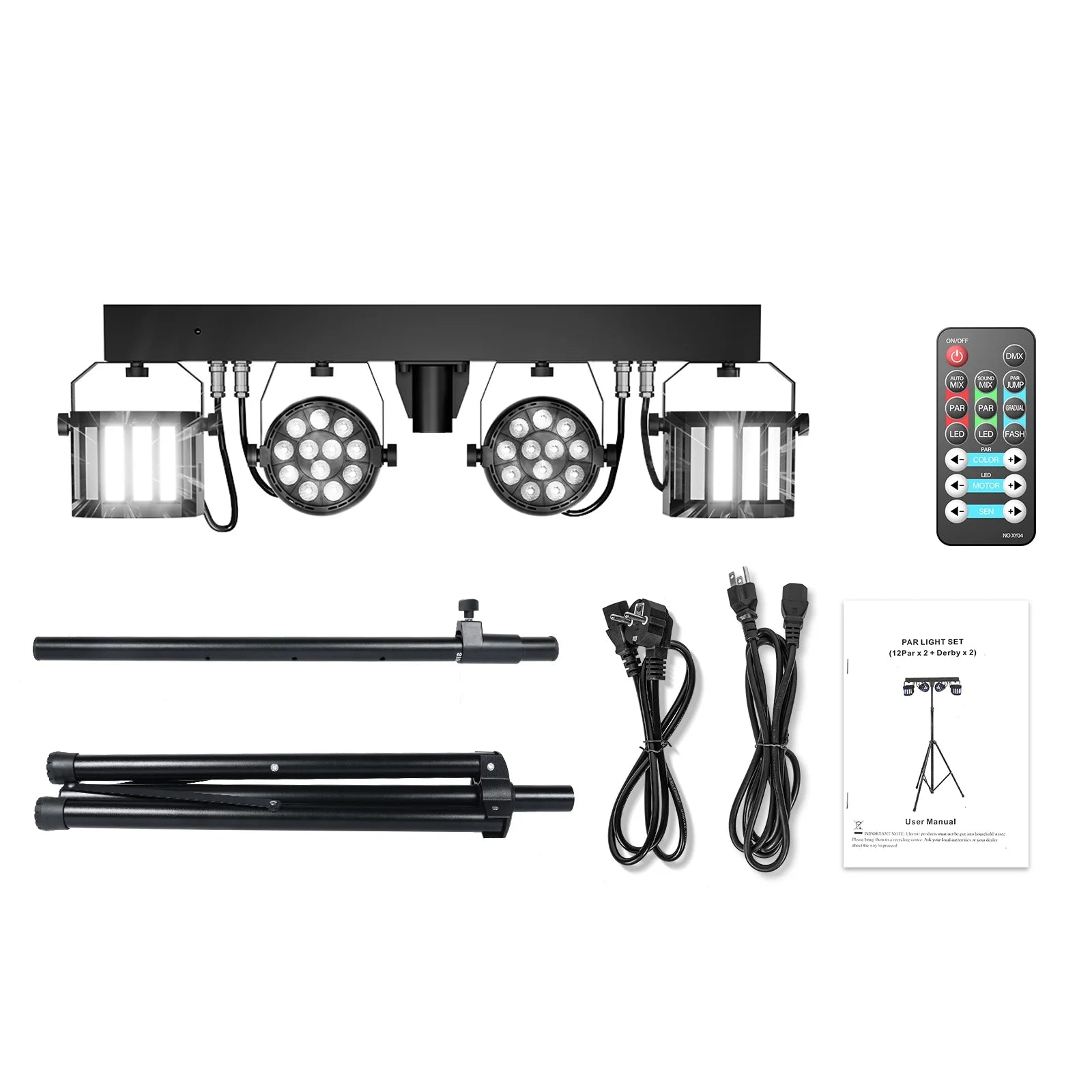 DJ Lights with Stand, 24PCS+8PCS RGBW Party Bar Light Set,Sound Activated LED Stage Lighting for Disco Wedding Halloween Christmas