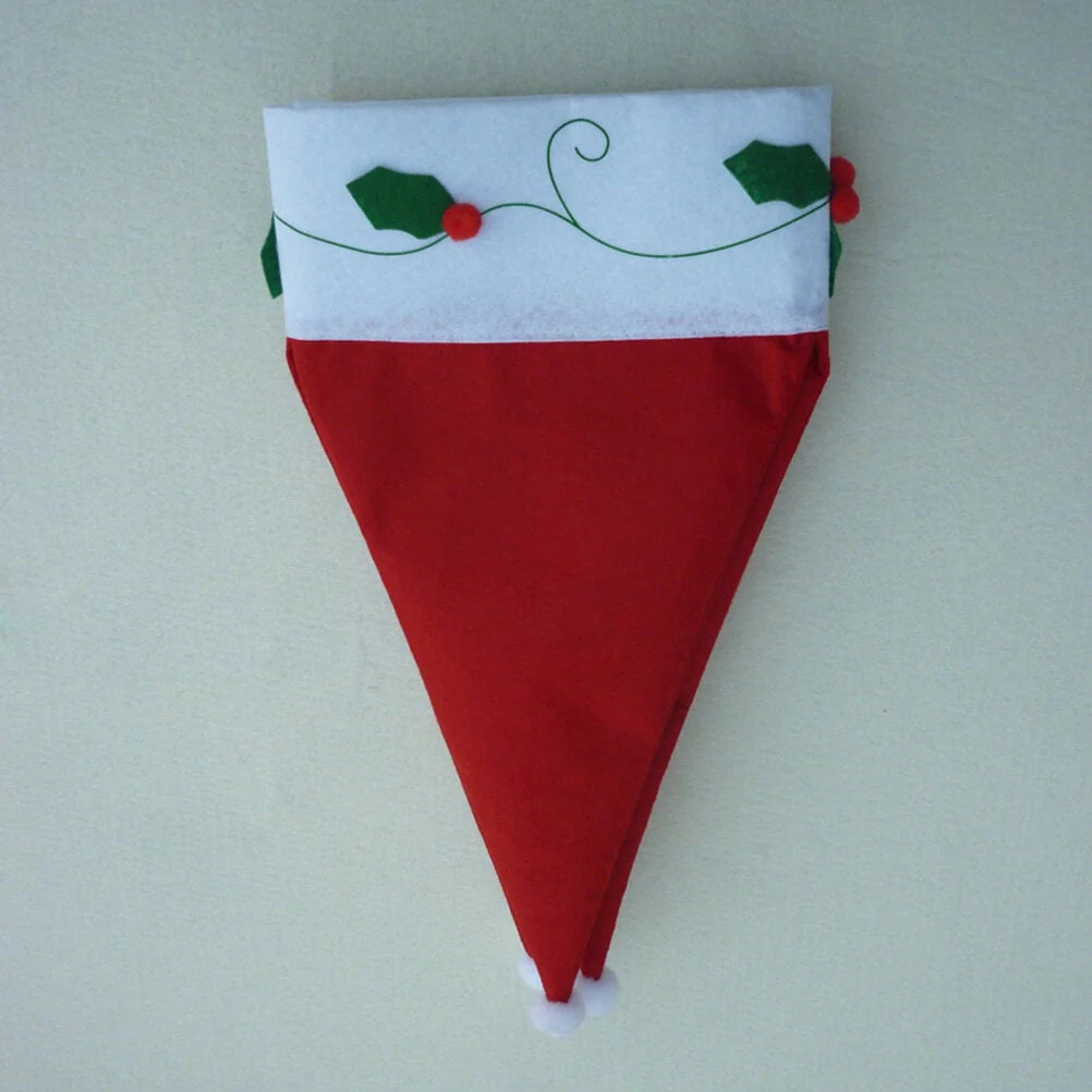 Hemoton Christmas Santa Hat Curtain Valance Christmas Door Window Flag Bunting Decorations for Home Living Room (Red)