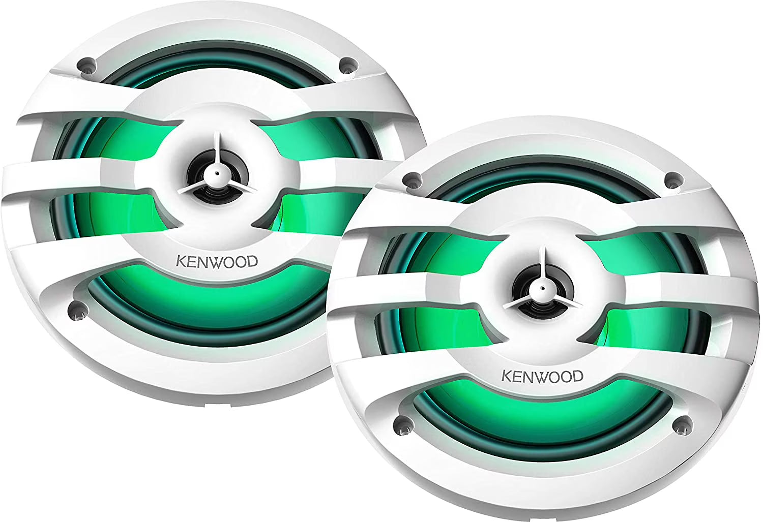 KENWOOD KFC-1673MRWL 6.75 2-Way Marine Speaker(White) with RGB Lighting, Remote Control Included, 260 Max Power