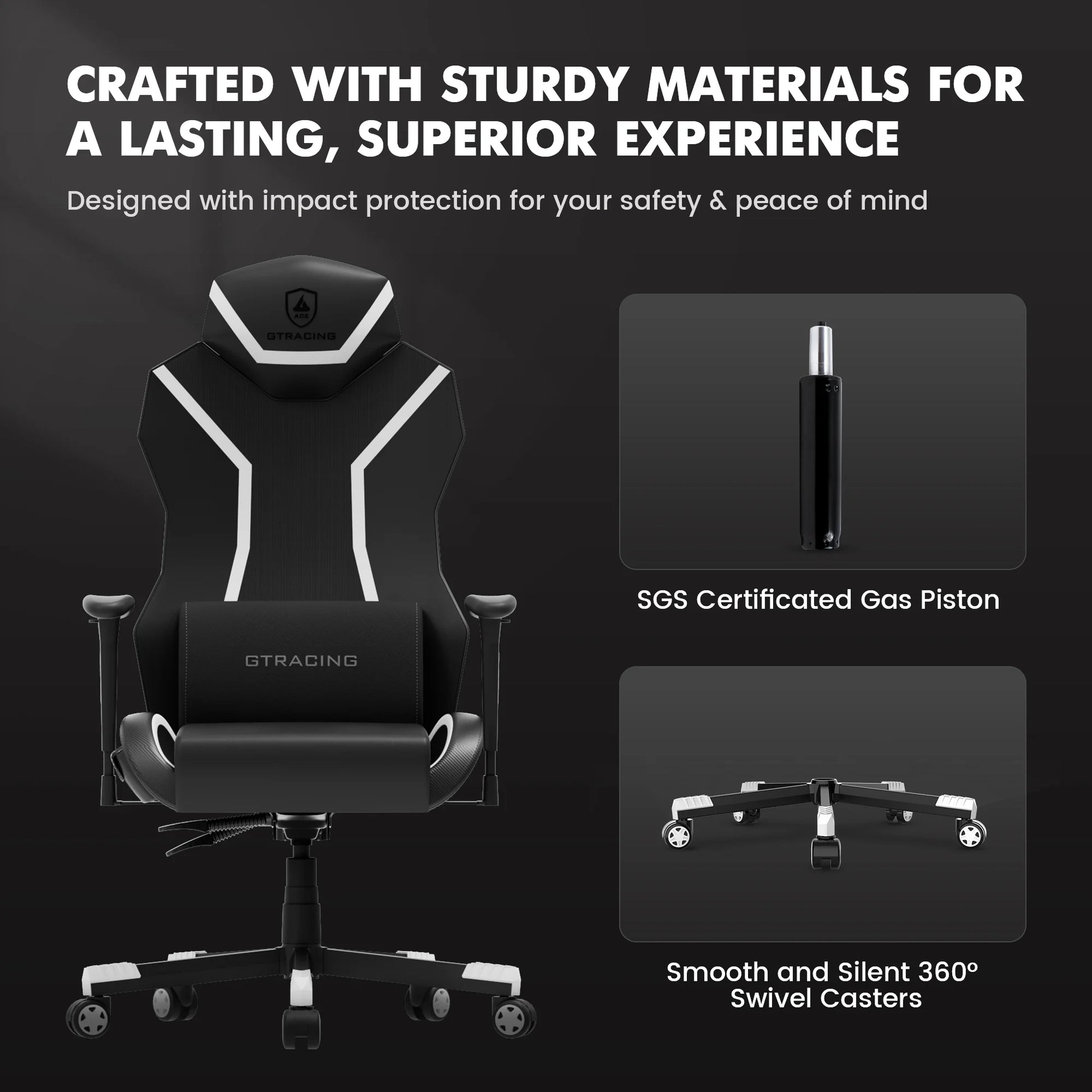 GTRACING LUFT-600 Gaming Chair with Bluetooth Speakers and LED Lighting, White