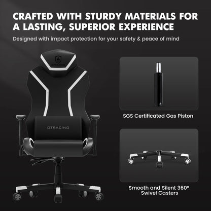 GTRACING LUFT-600 Gaming Chair with Bluetooth Speakers and LED Lighting, White