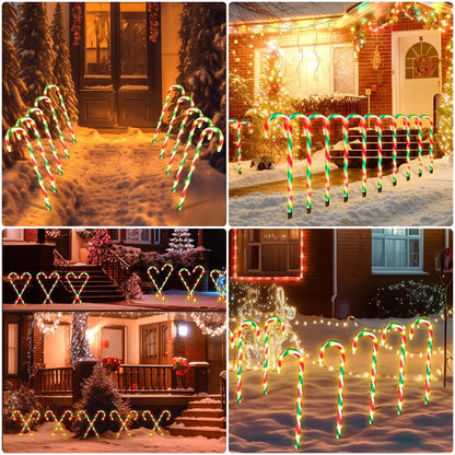 Christmas Candy Cane Lights 21 Inch 10 Pack 8 Lighting Modes Flickering Candy Pathway Marker Outdoor Indoor Waterproof UL Listed Christmas Lighting Decoration Light