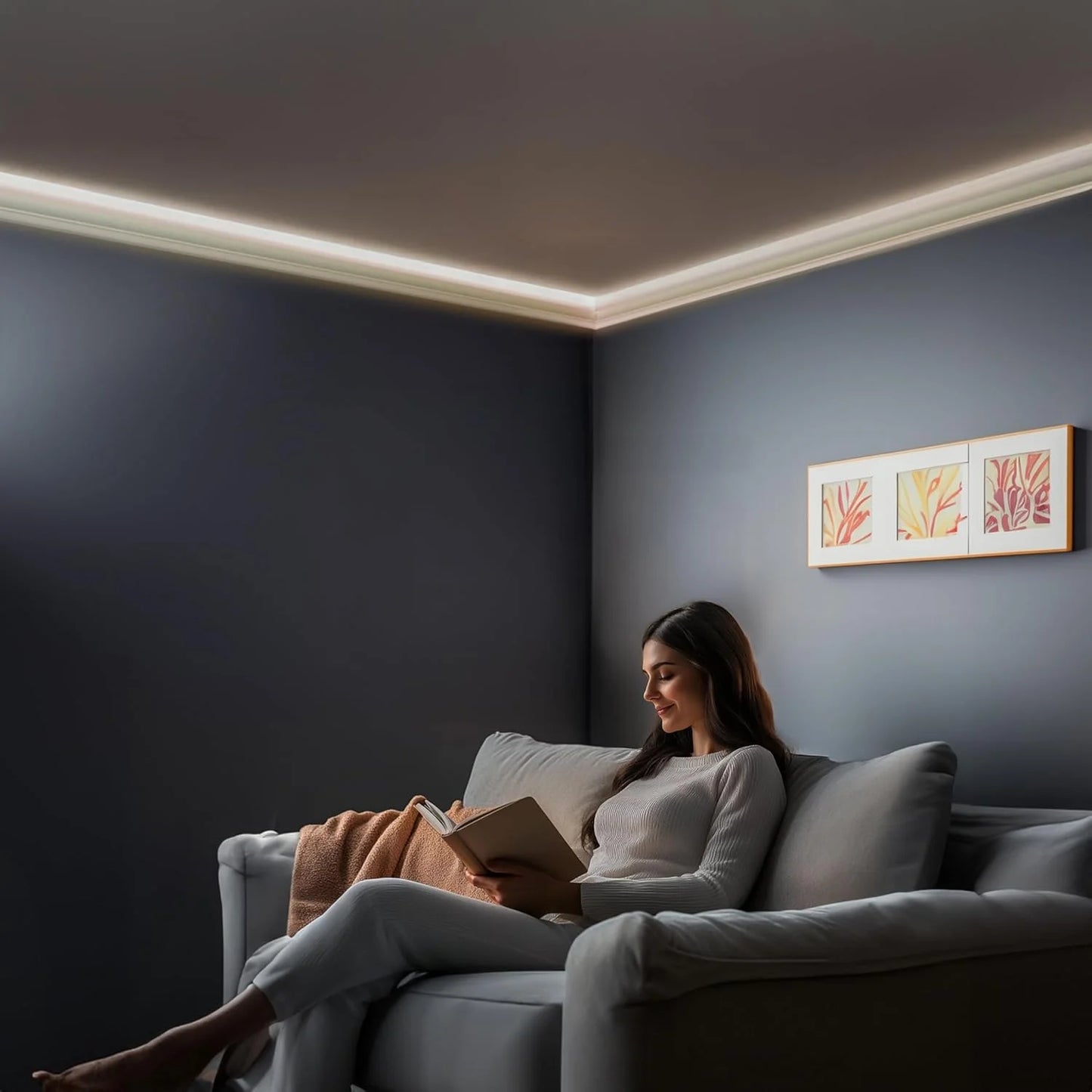 7-Piece 94.5? (55.12 ft) Crown Molding with Duct Kit for Seamless Ambient Home Accent Lighting | Waterproof Channel for Easy LED Strip Installation (CROWN MOLDING WITH LED DUCT)
