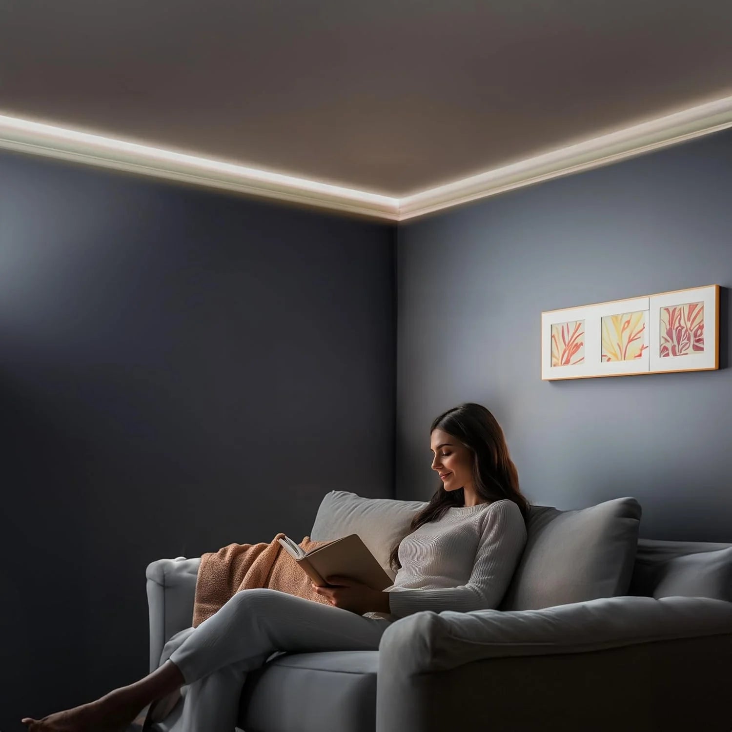 7-Piece 94.5? (55.12 ft) Crown Molding with Duct Kit for Seamless Ambient Home Accent Lighting | Waterproof Channel for Easy LED Strip Installation (CROWN MOLDING WITH LED DUCT)