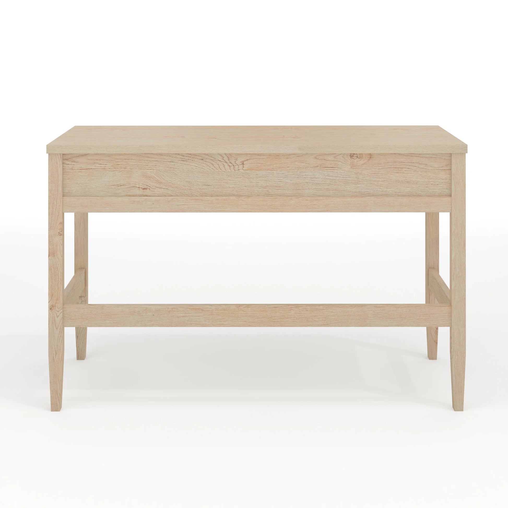 Martha Stewart Home Office Writing Desk with Tapered Legs in Light Natural with Antique Bronze Hardware