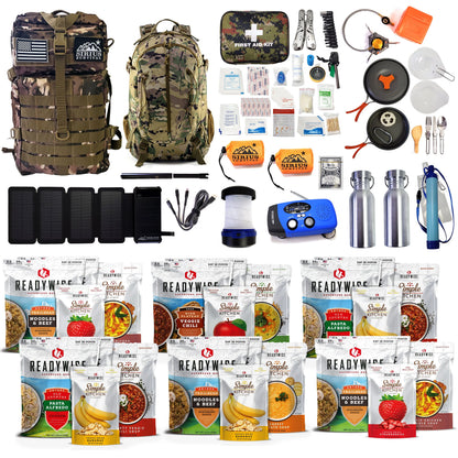 Family Comfort 72 Emergency Survival Kit/Backpack - 72 Hour for 2 People - Disaster Preparedness - Delicious ReadyWise Food, Gear, Lighting, First Aid, Tools & More - Camo