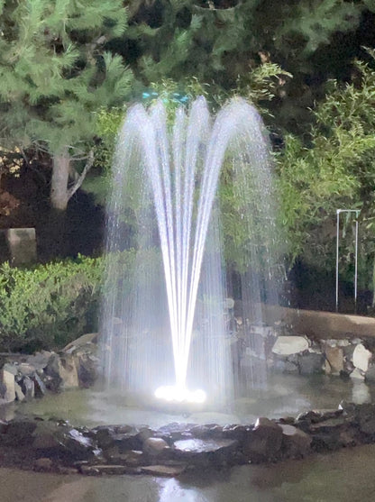 OceanMist PJ2000-6C Floating Pond Fountain, RGB LED Lighting, Includes Pump & Nozzles