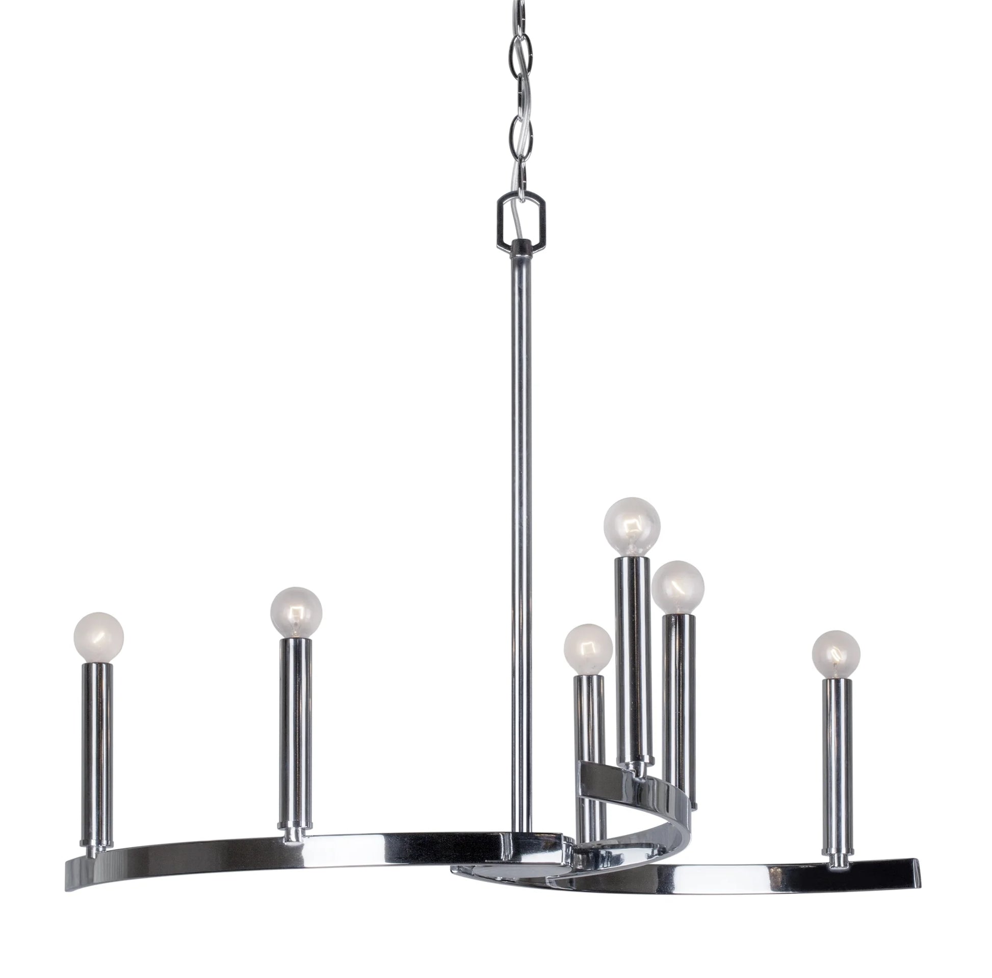 7075-06-55-Forte Lighting-Wyatt - 6 Light Chandelier-21.5 Inches Tall and 27.25 Inches Wide-Brushed Nickel Finish -Traditional Installation
