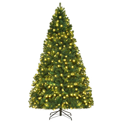 Costway 7Ft Pre-Lit PVC Hinged Christmas Tree 300 LED Lights Green