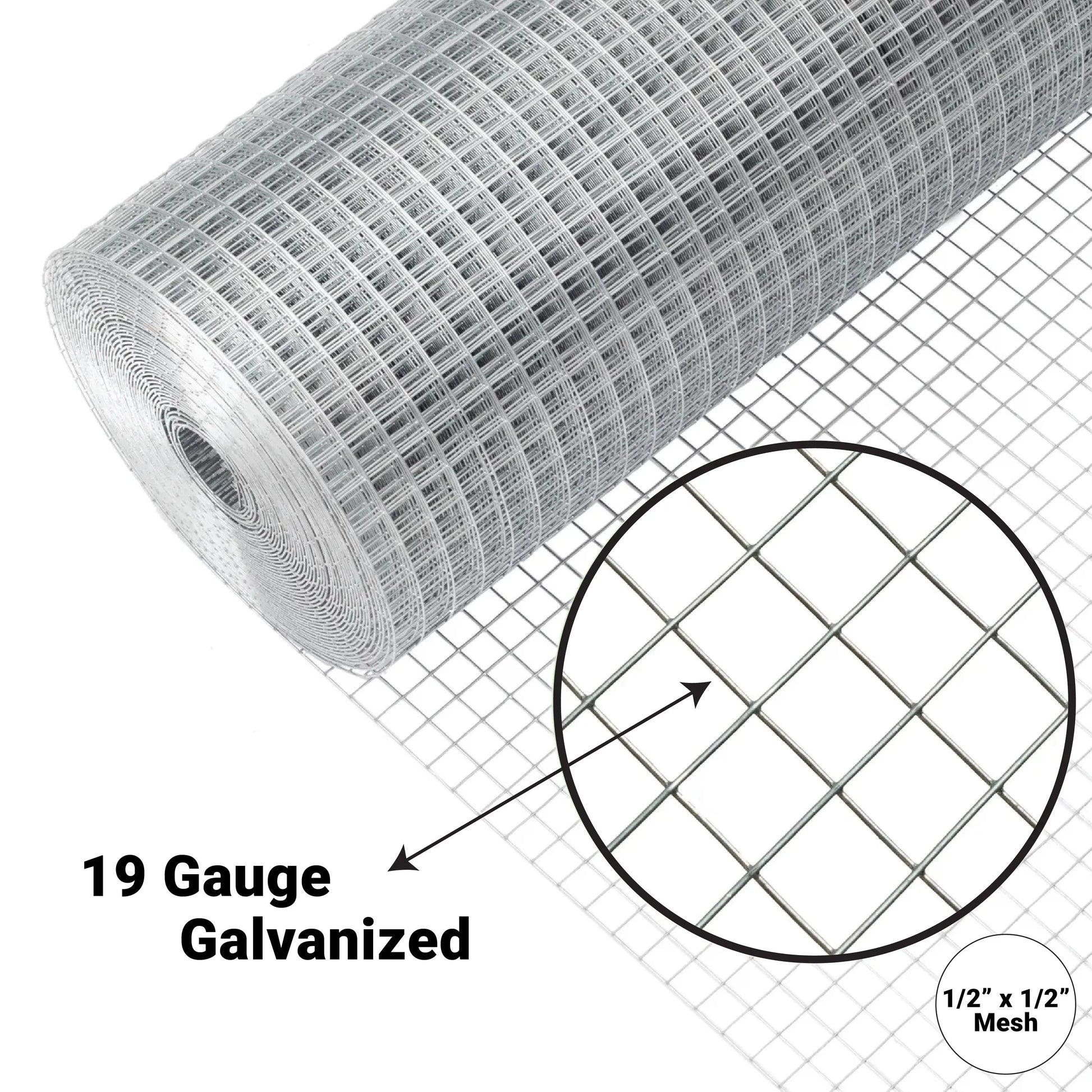 Hardware Cloth 1/2 inch 48in x 100 ft Welded Metal Wire Fencing Roll Mesh, 19 Gauge Square, Chicken Coop Wire Fence