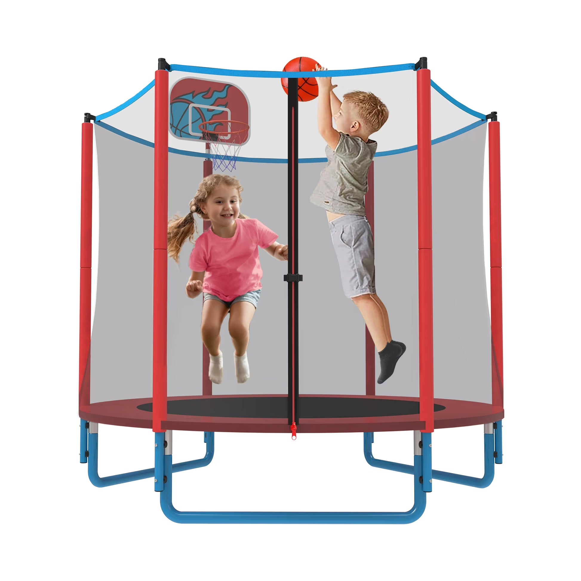 CITYLE Trampoline for Kids, No Gap Design 600LBS 66'' 5.5FT Toddler Trampoline Indoor Outdoor with Basketball Hoop, Mini Small Trampoline with Enclosure, Christmas Gifts for Toddlers, Boys & Girls