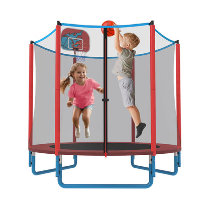 CITYLE Trampoline for Kids, No Gap Design 600LBS 66'' 5.5FT Toddler Trampoline Indoor Outdoor with Basketball Hoop, Mini Small Trampoline with Enclosure, Christmas Gifts for Toddlers, Boys & Girls