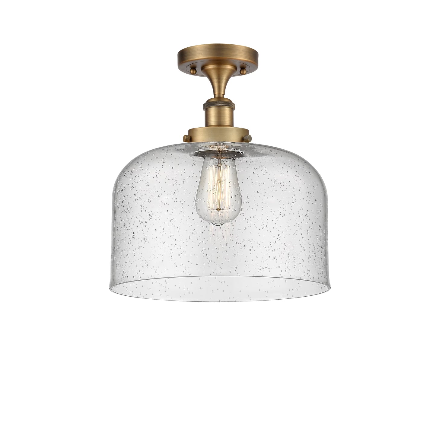 Innovations Lighting Ballston Urban Bell - 1 Light 12" Semi-Flush Mount Brushed Brass/Matte White