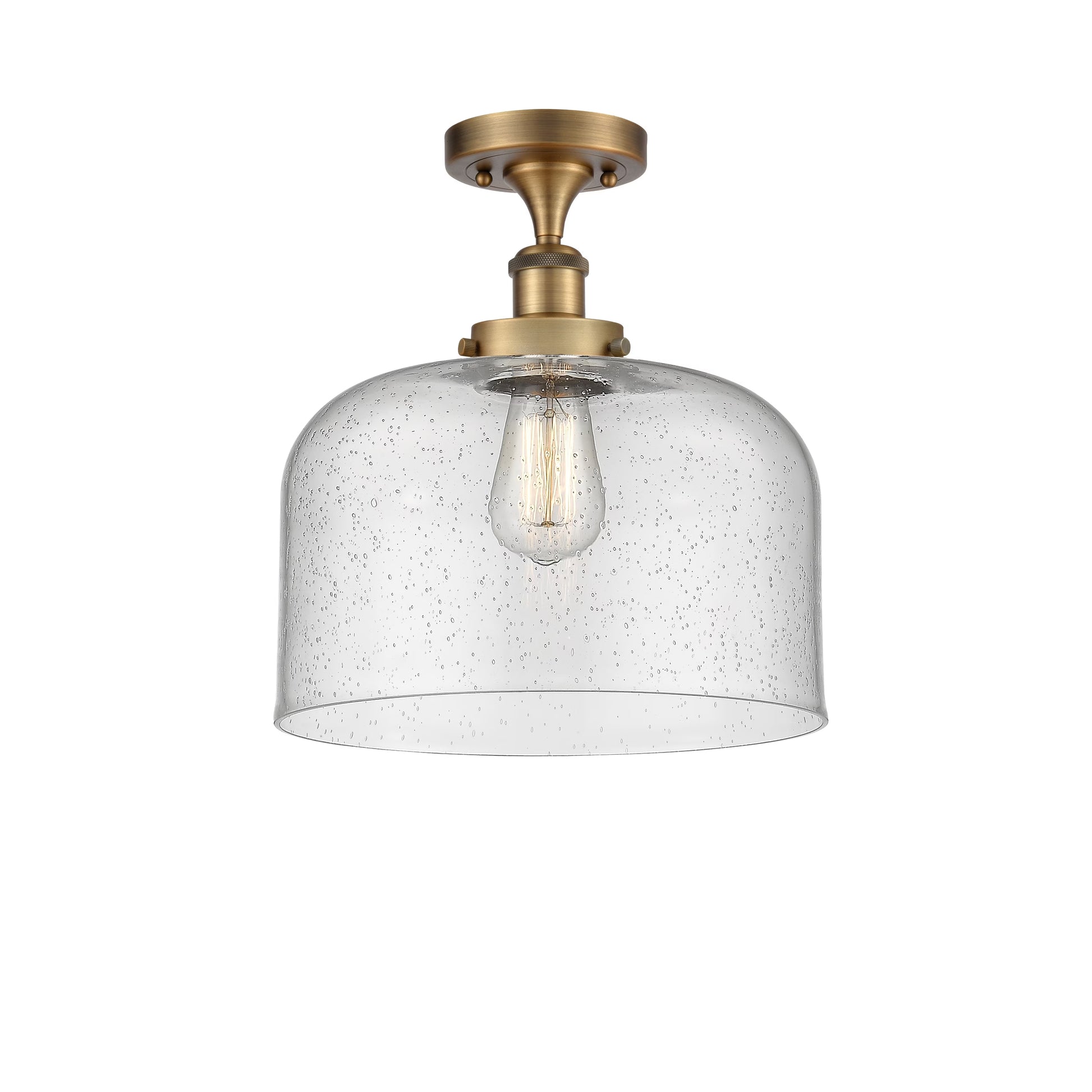 Innovations Lighting Ballston Urban Bell - 1 Light 12" Semi-Flush Mount Brushed Brass/Matte White