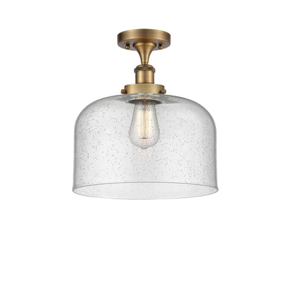 Innovations Lighting Ballston Urban Bell - 1 Light 12" Semi-Flush Mount Brushed Brass/Matte White