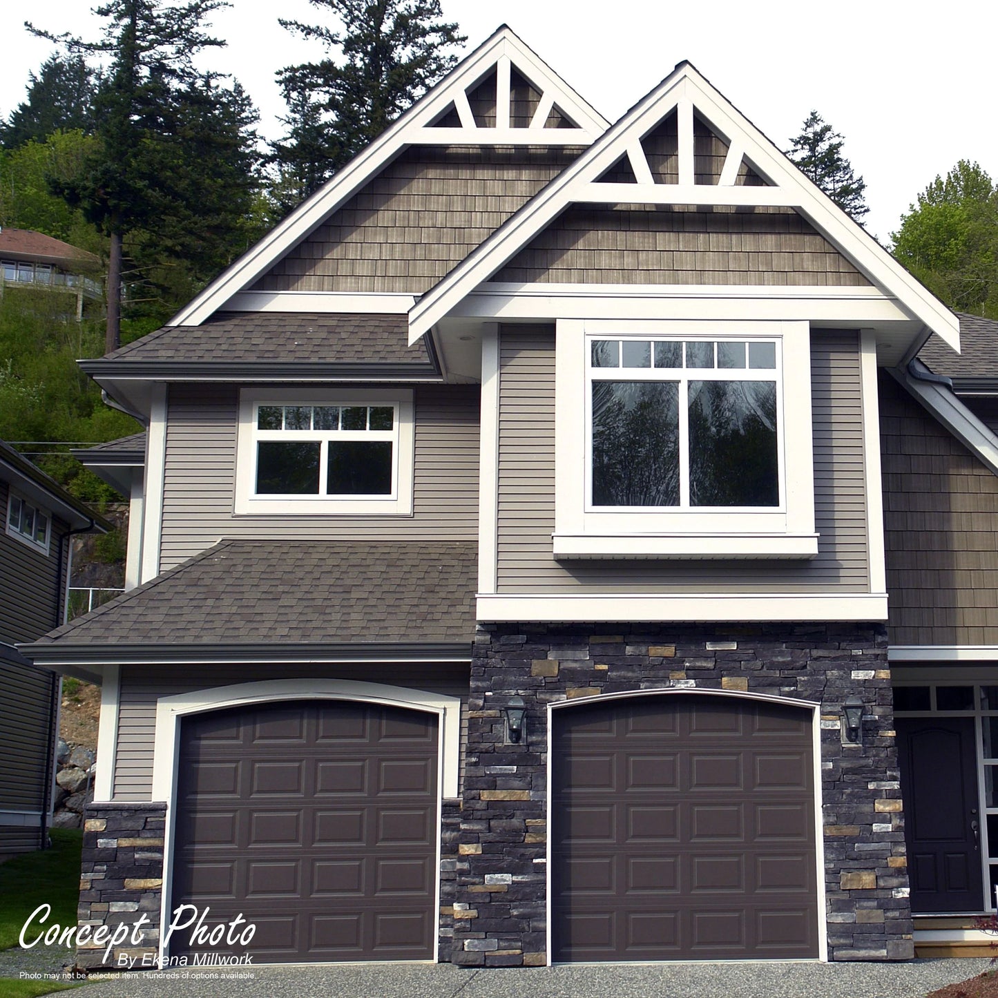 96"W x 44"H x 2"D x 6"F, 11/12 Pitch, Davenport Architectural Grade PVC Gable Bracket