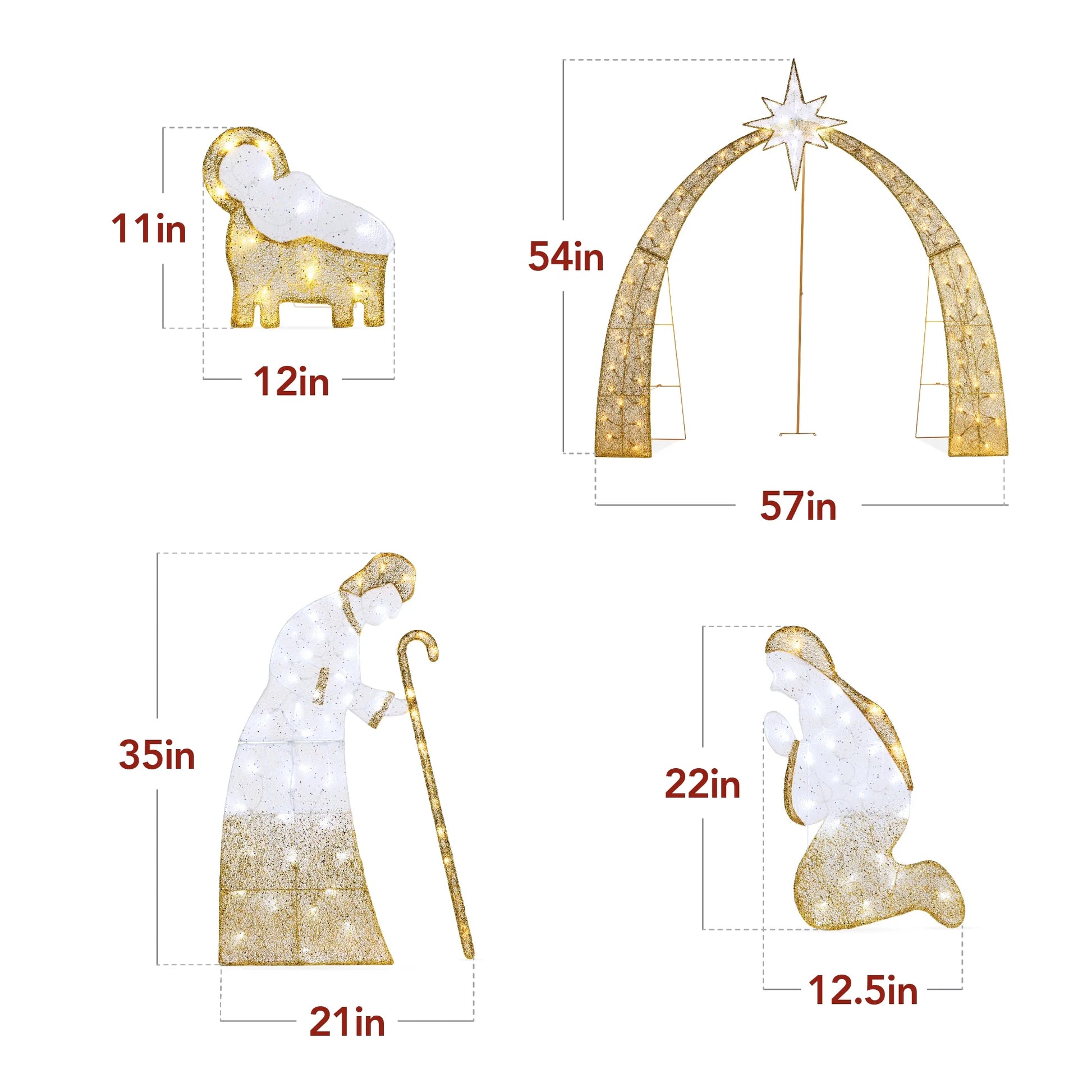 Best Choice Products 4.5ft Lighted 2D Christmas Nativity Scene Outdoor Yard Decor w/115 Twinkling LED Lights