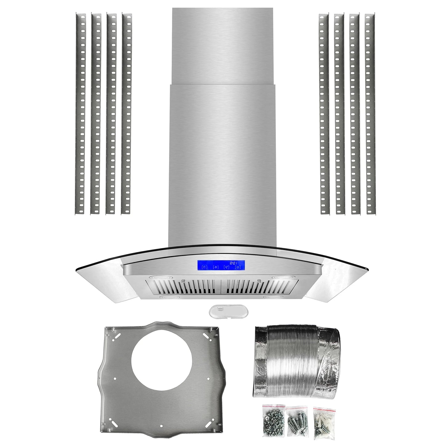 Cosmo 30 in. Ducted Island Range Hood in Stainless Steel with LED Lighting and Permanent Filters