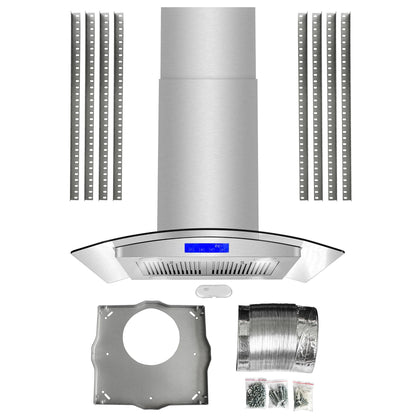 Cosmo 30 in. Ducted Island Range Hood in Stainless Steel with LED Lighting and Permanent Filters