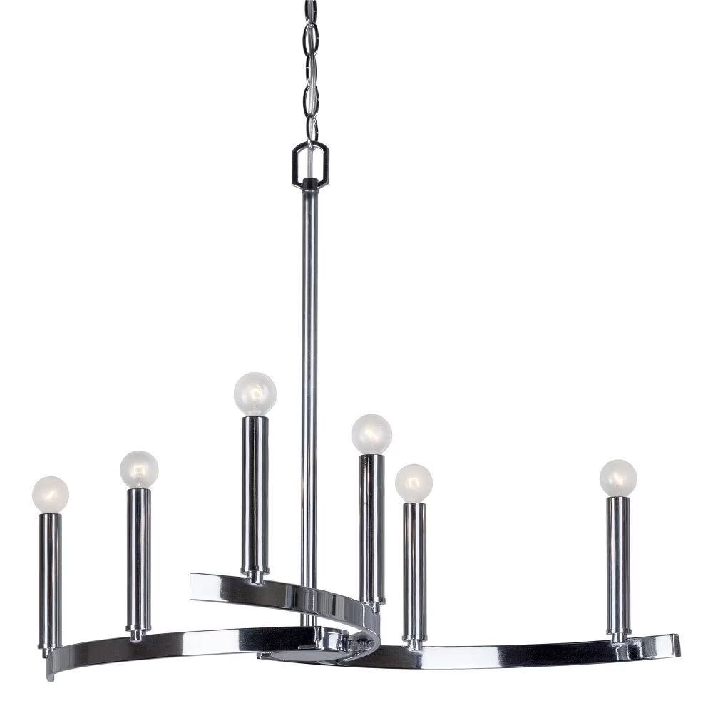 7075-06-55-Forte Lighting-Wyatt - 6 Light Chandelier-21.5 Inches Tall and 27.25 Inches Wide-Brushed Nickel Finish -Traditional Installation